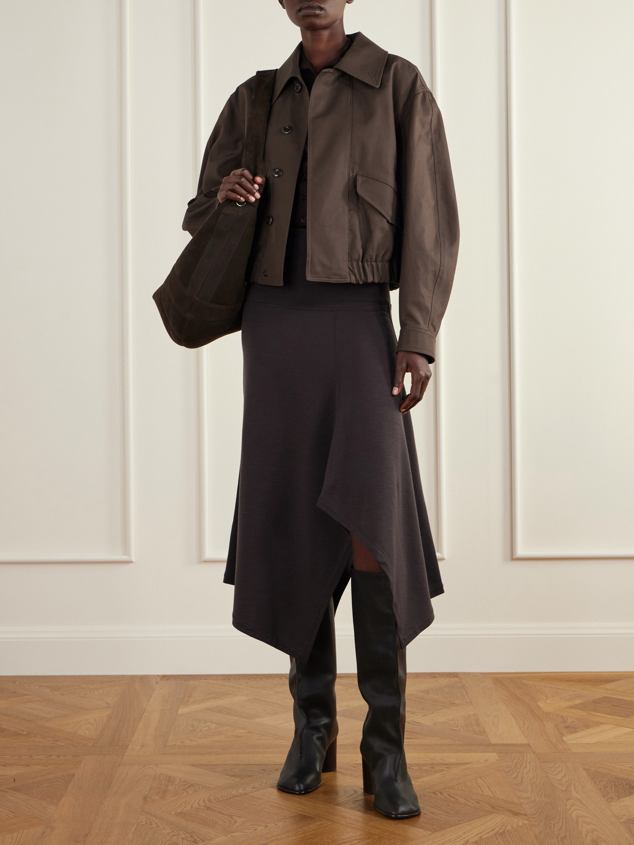 Gathered Cotton-Twill Jacket