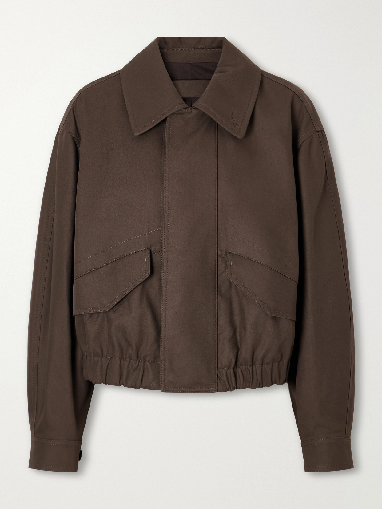 Gathered Cotton-Twill Jacket