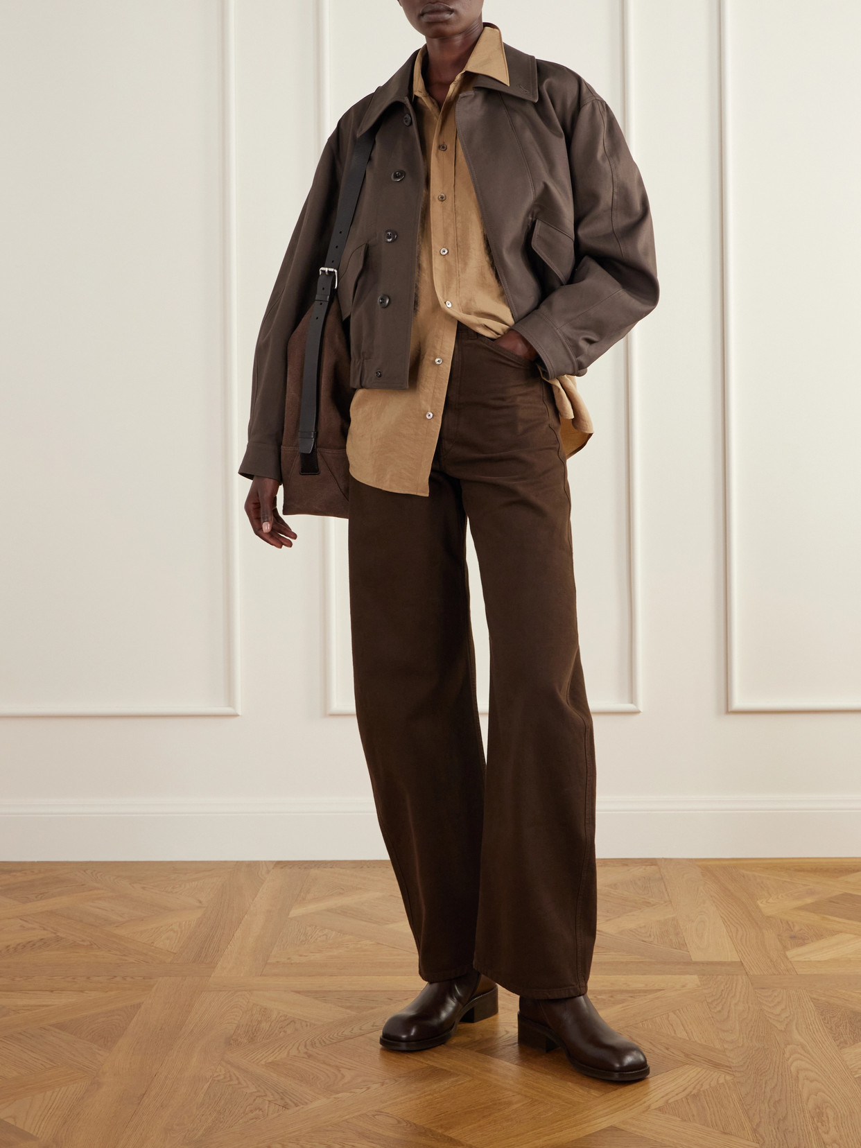 Gathered Cotton-Twill Jacket