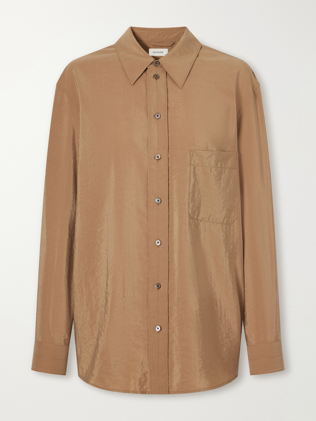 Lemaire Silk-blend Satin Shirt In Brown