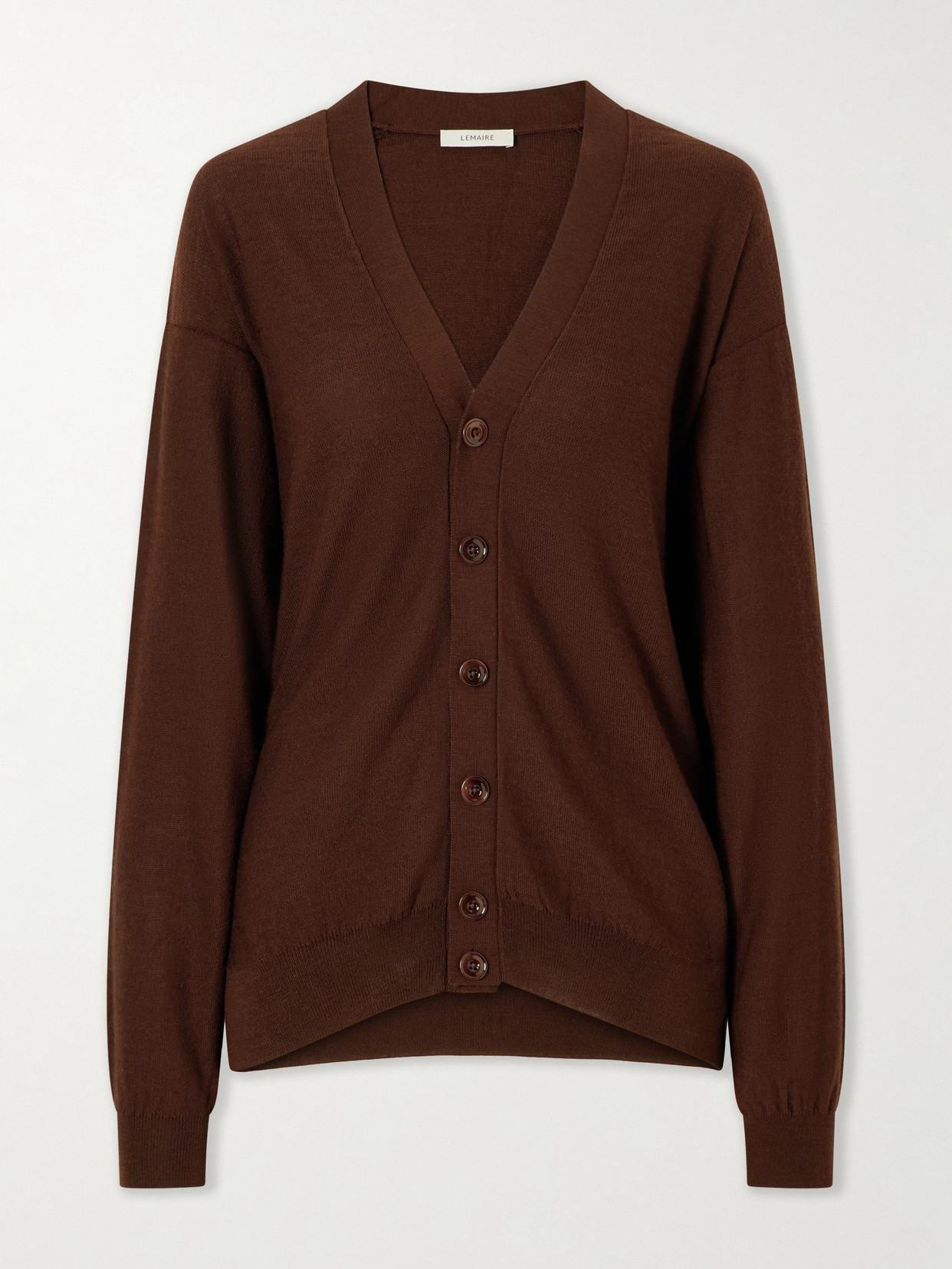 Lemaire Twisted Wool-blend Cardigan In Burgundy