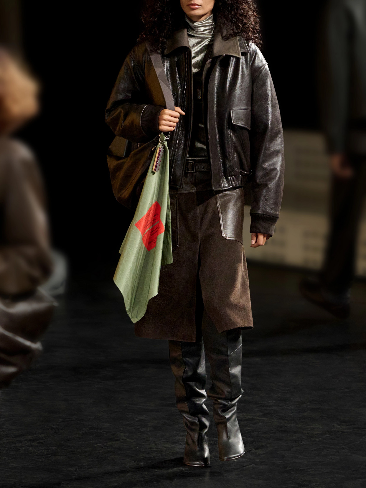 Pilot Shearling-Trimmed Leather Blouson Jacket
