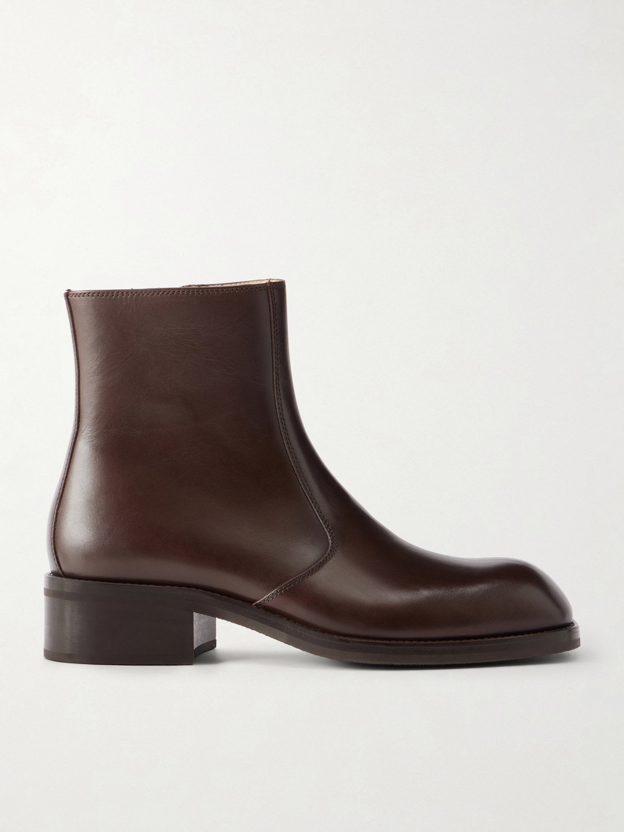 Lemaire Leather Ankle Boots In Brown