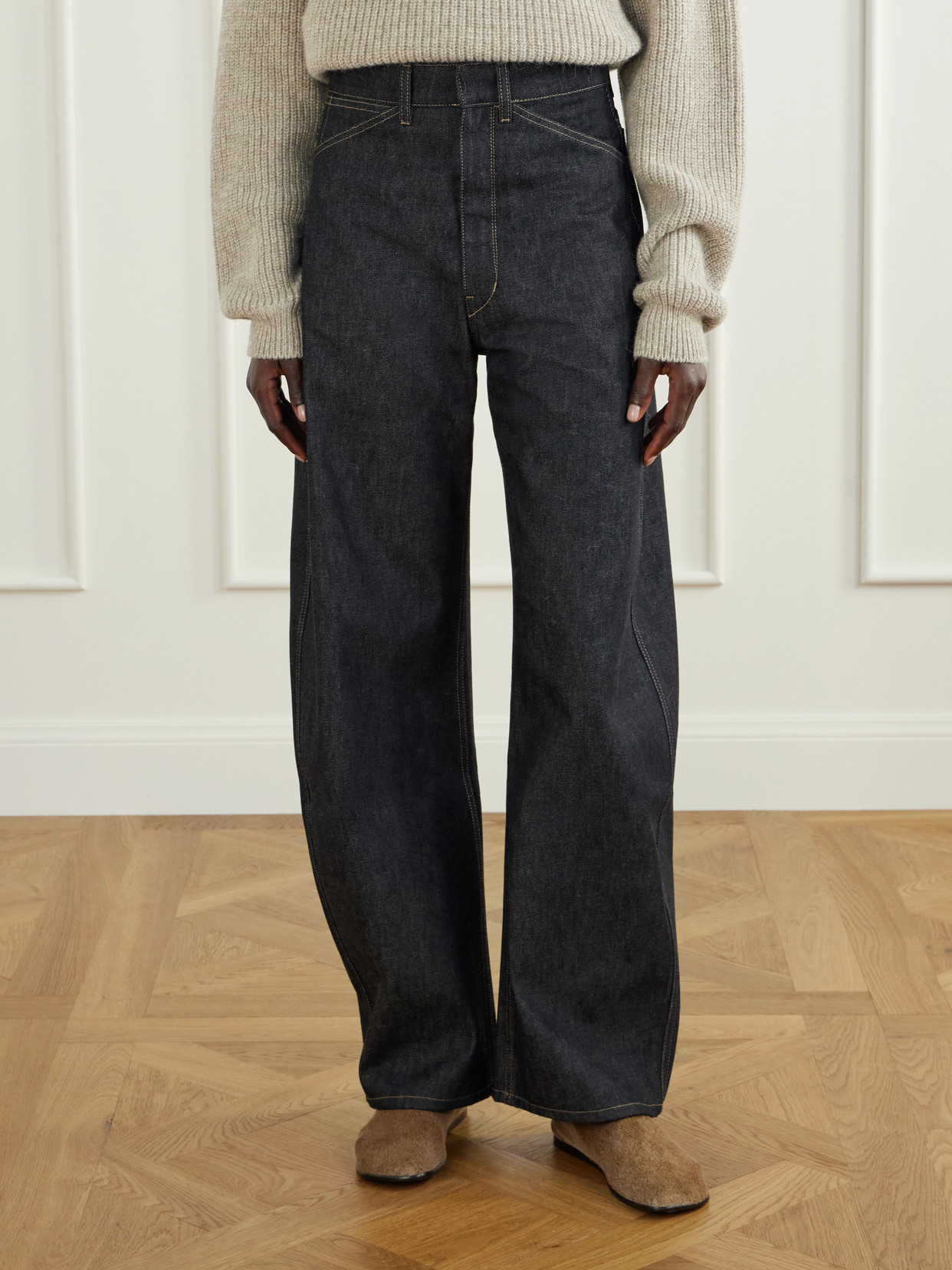 High-Rise Barrel-Leg Jeans
