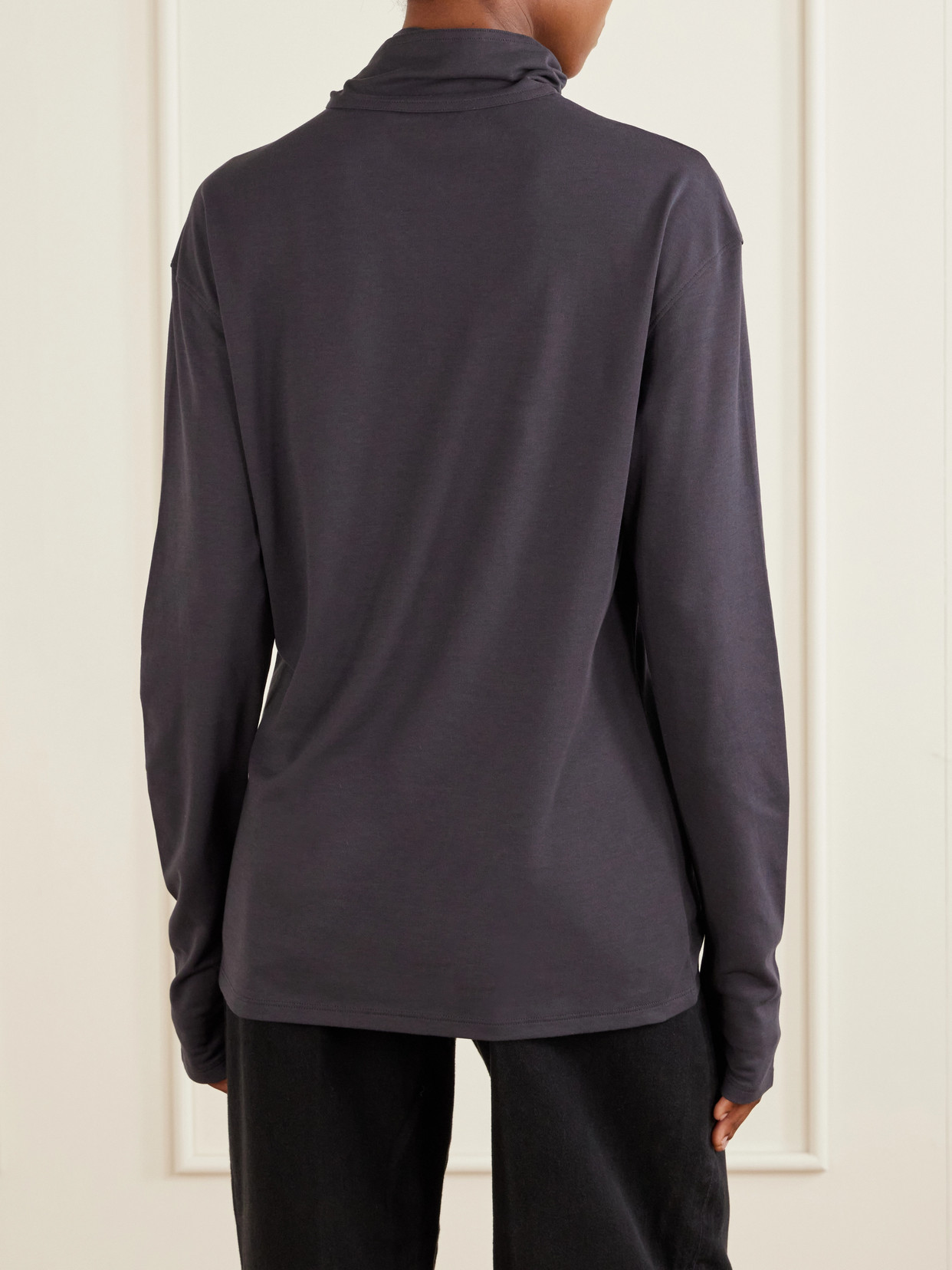 Tie-Detailed Cotton-Jersey Blouse