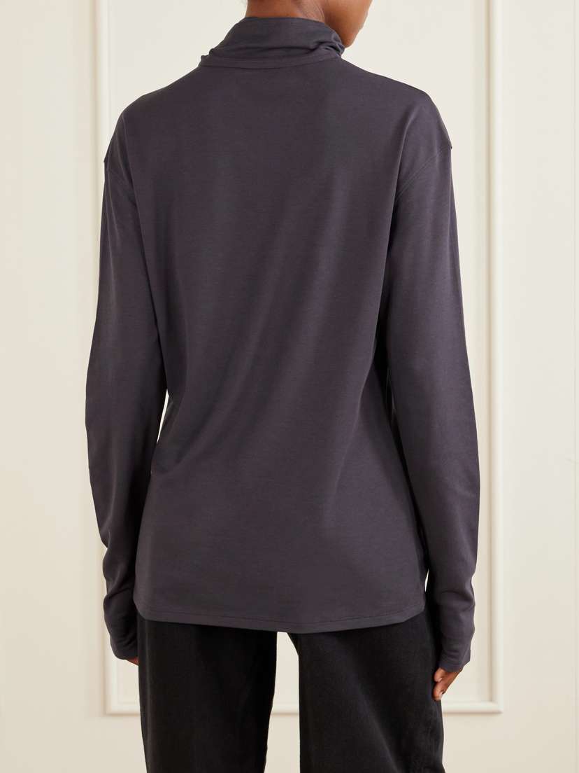 Lemaire Tie-detailed Cotton-jersey Blouse | Thumbnail 4