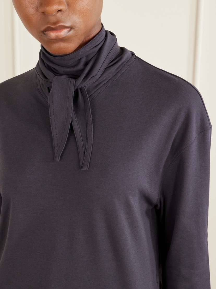 Lemaire Tie-detailed Cotton-jersey Blouse | Thumbnail 5