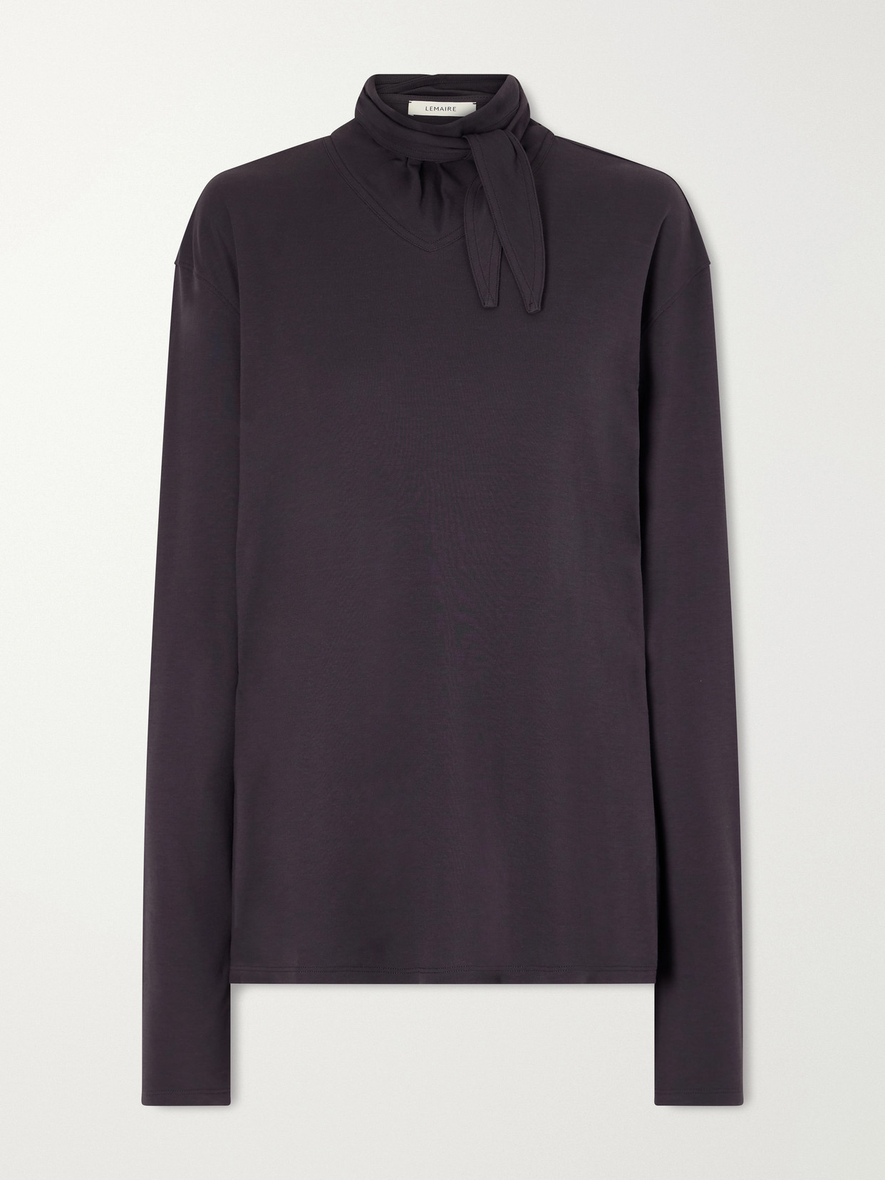 Lemaire Tie-detailed Cotton-jersey Blouse In Gray