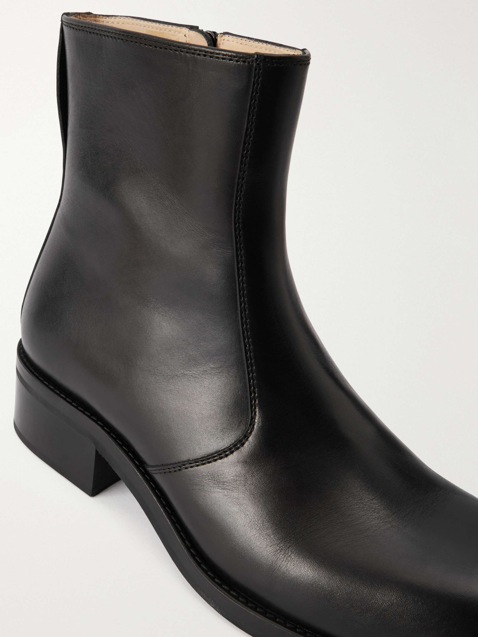 新品正規品 Lemaire ショートヒールブーツ LEMAIRE Leather ankle boots | NET-A-PORTER