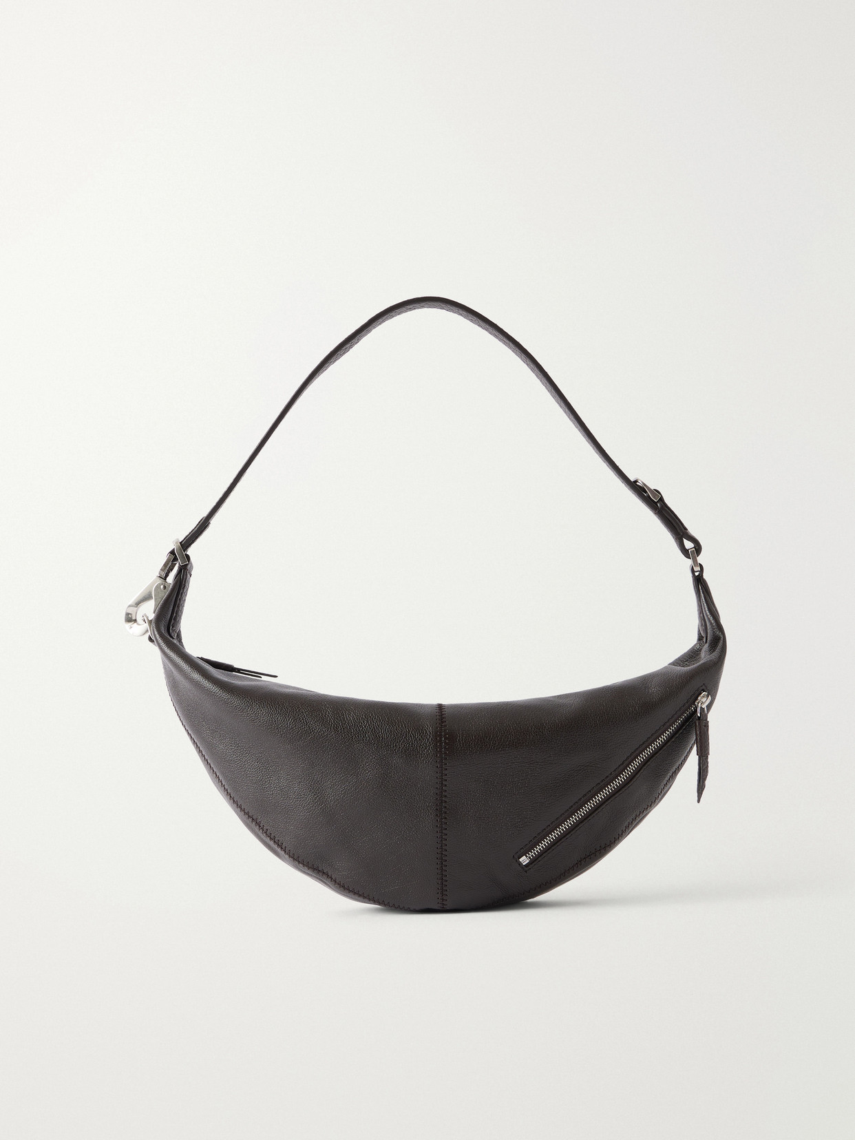 Lemaire Quiver Clip Mini Paneled Full-grain Leather Shoulder Bag In Brown