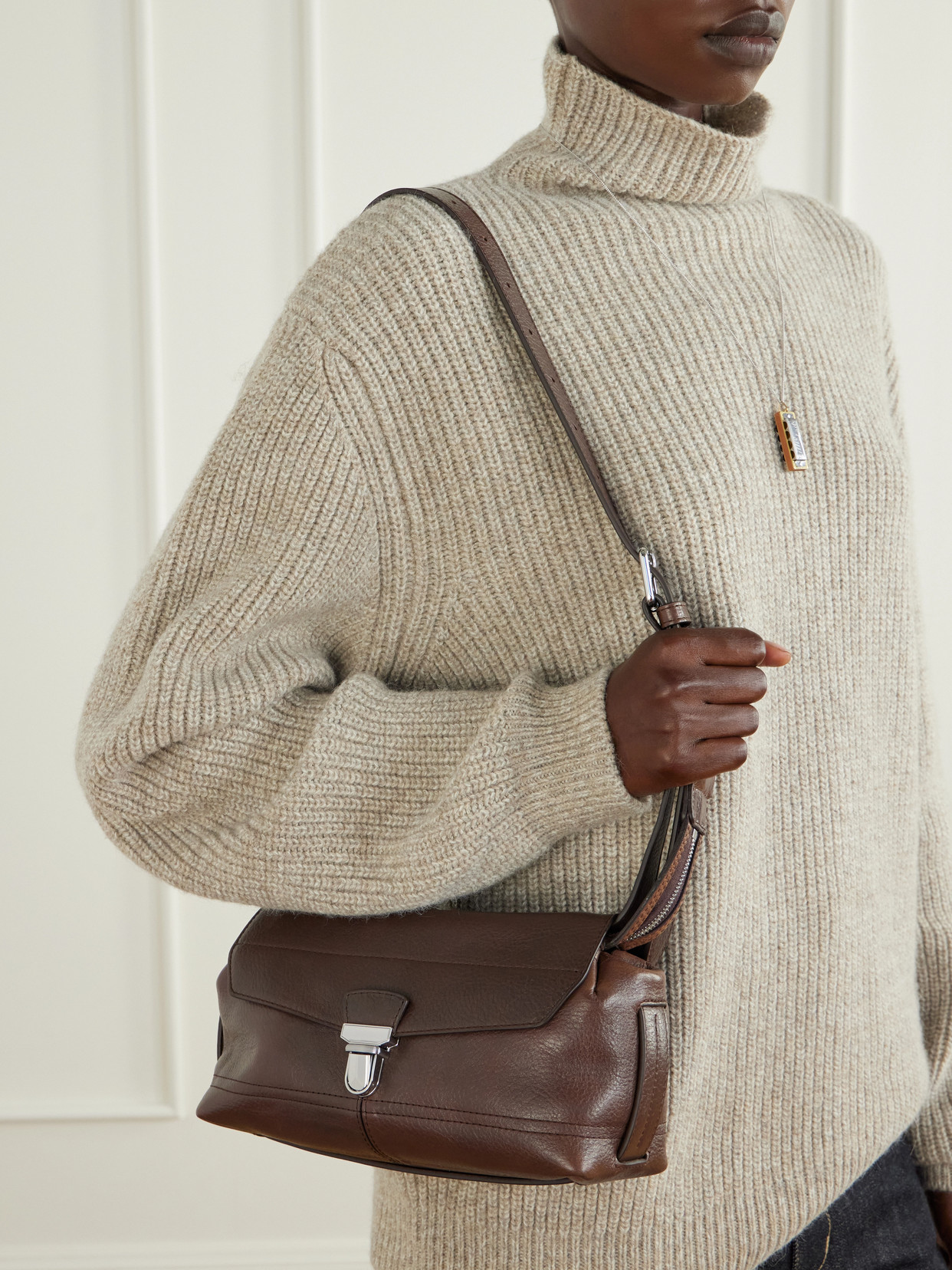 Gear Small Textured-Leather Shoulder Bag