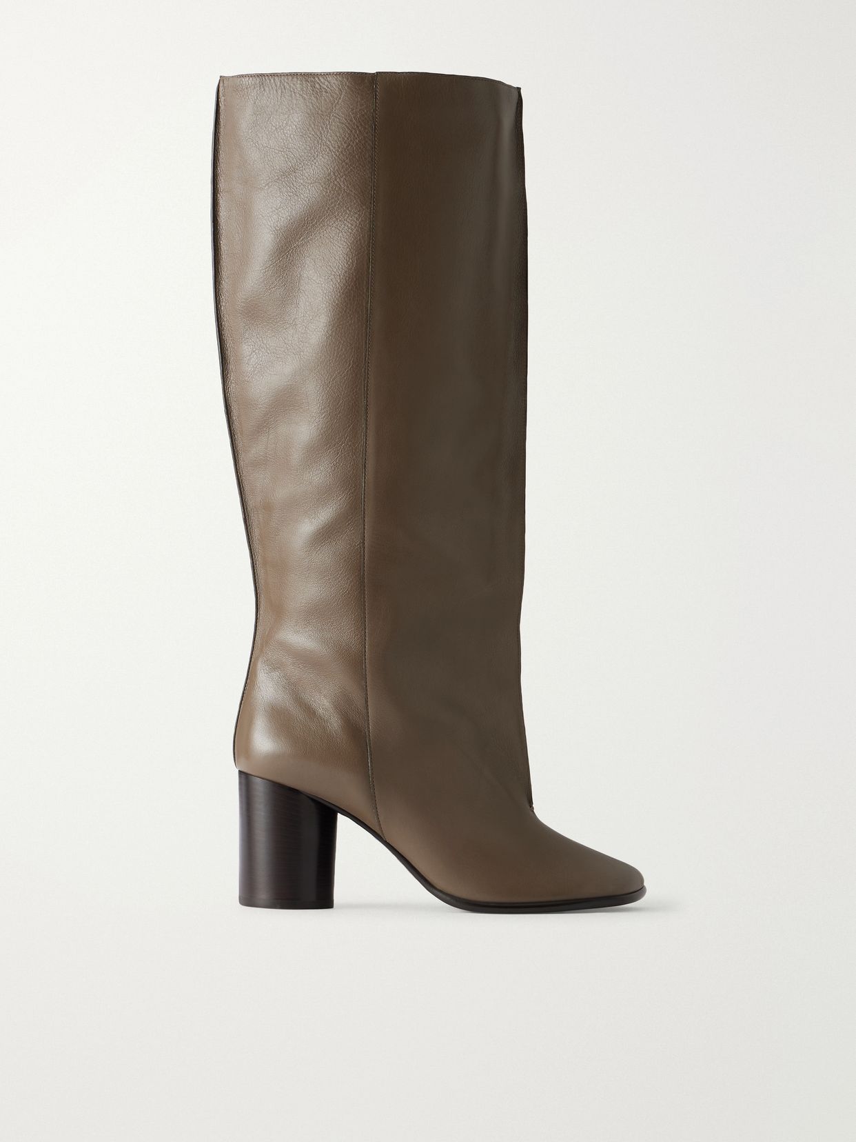 crease leather knee boots