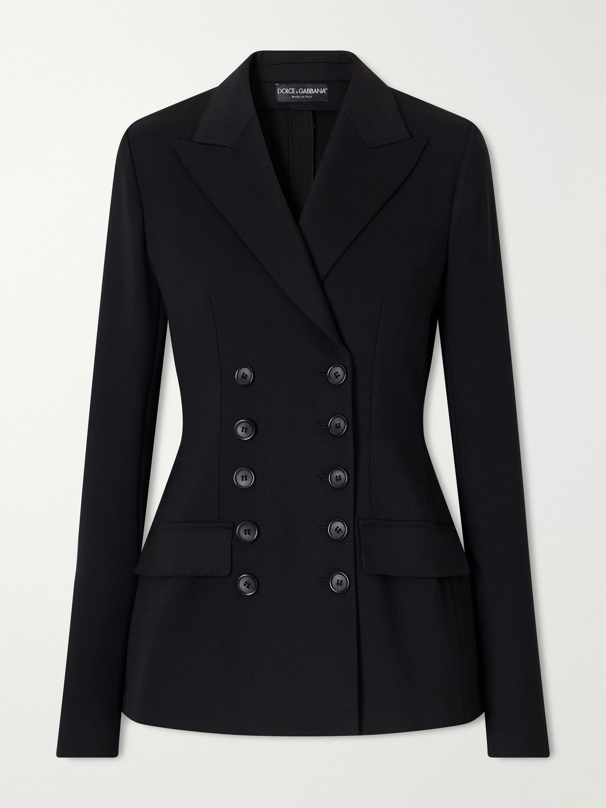Double-breasted grain de poudre stretch-wool blazer