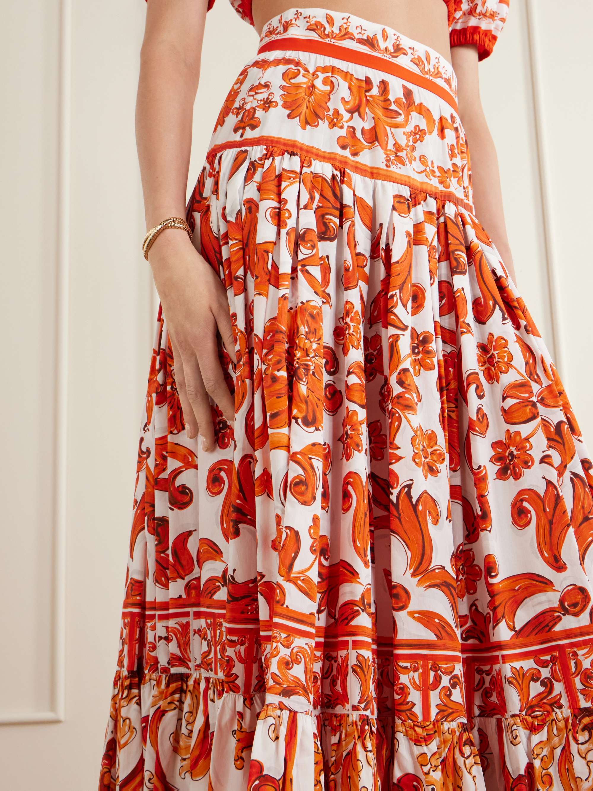 DOLCE&GABBANA Printed cotton-poplin maxi skirt | NET-A-PORTER