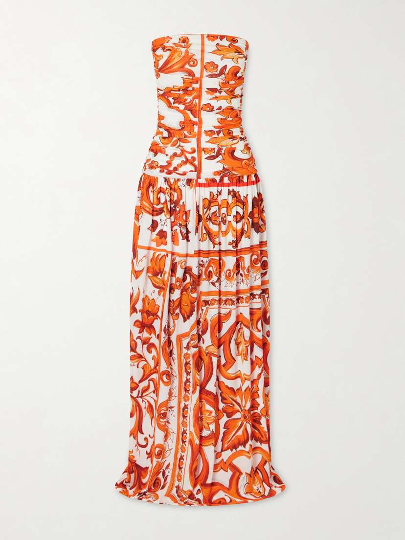 Dolce & Gabbana Printed Organza Maxi Dress