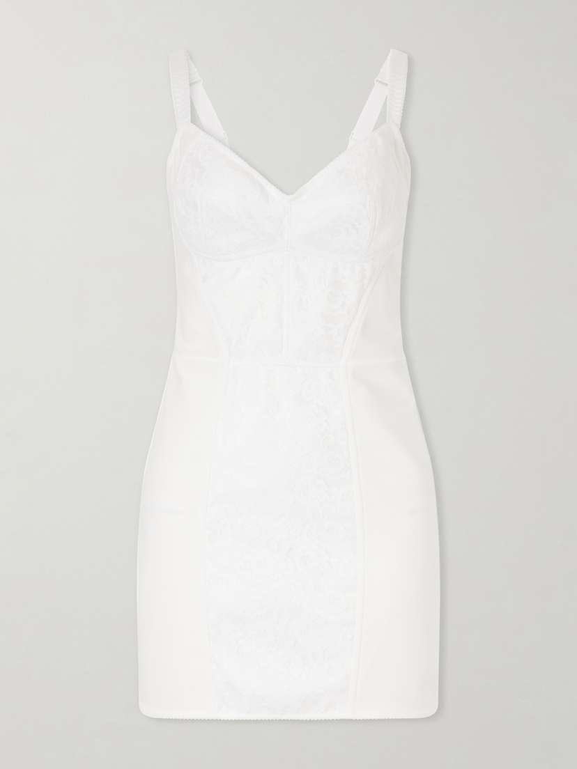 Dolce & Gabbana Lace-paneled Jersey Mini Dress
