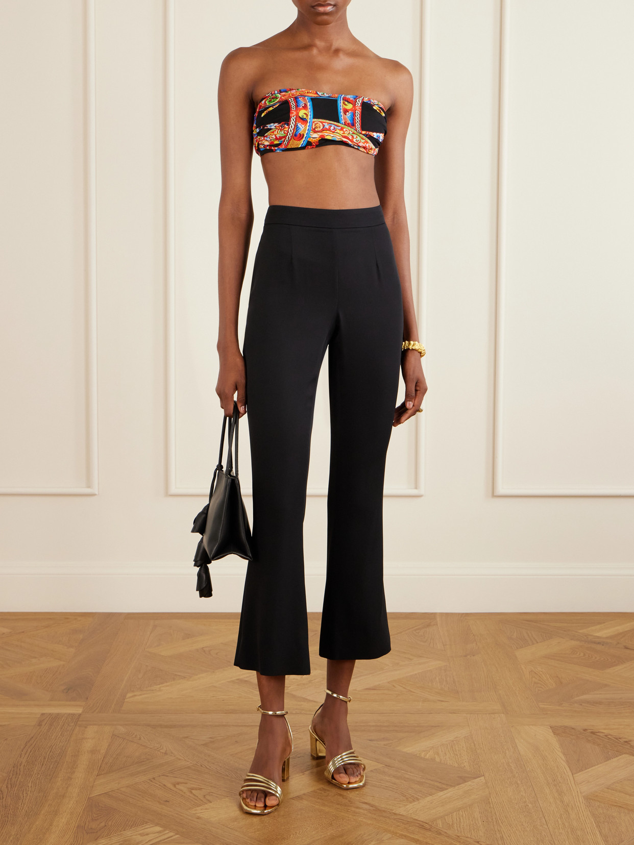 Carretto Printed Organza Bandeau Top