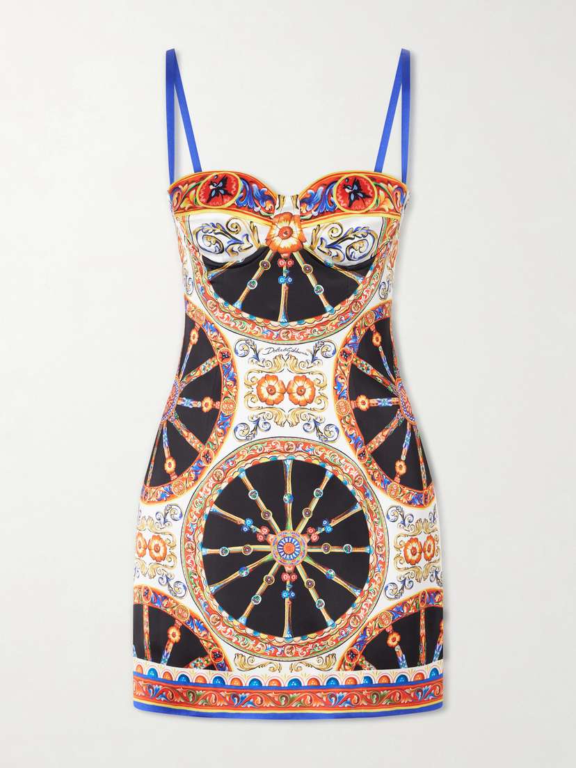 Dolce & Gabbana Caretto-print Satin Mini Dress | Thumbnail 5 Dolce & Gabbana Caretto-print Satin Mini Dress | Thumbnail 5