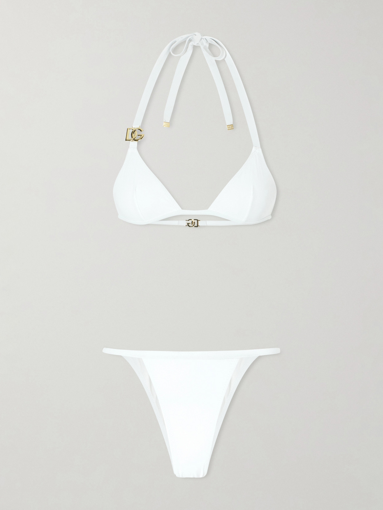 Dolce & Gabbana Logo-embellished Stretch Jersey Bikini In White