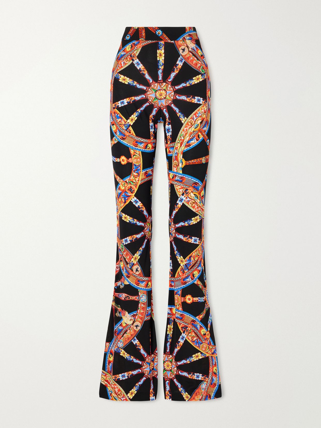 Organza Carretto printed flared crepe pants