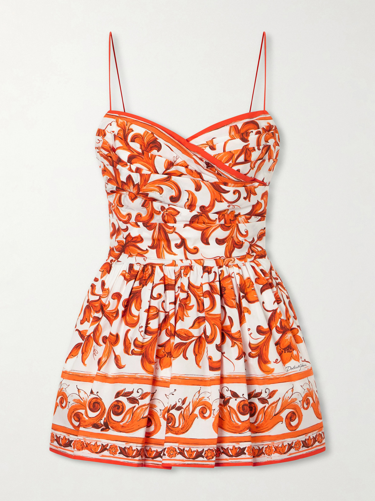 Dolce & Gabbana - Printed Cotton-poplin Mini Dress - Orange
