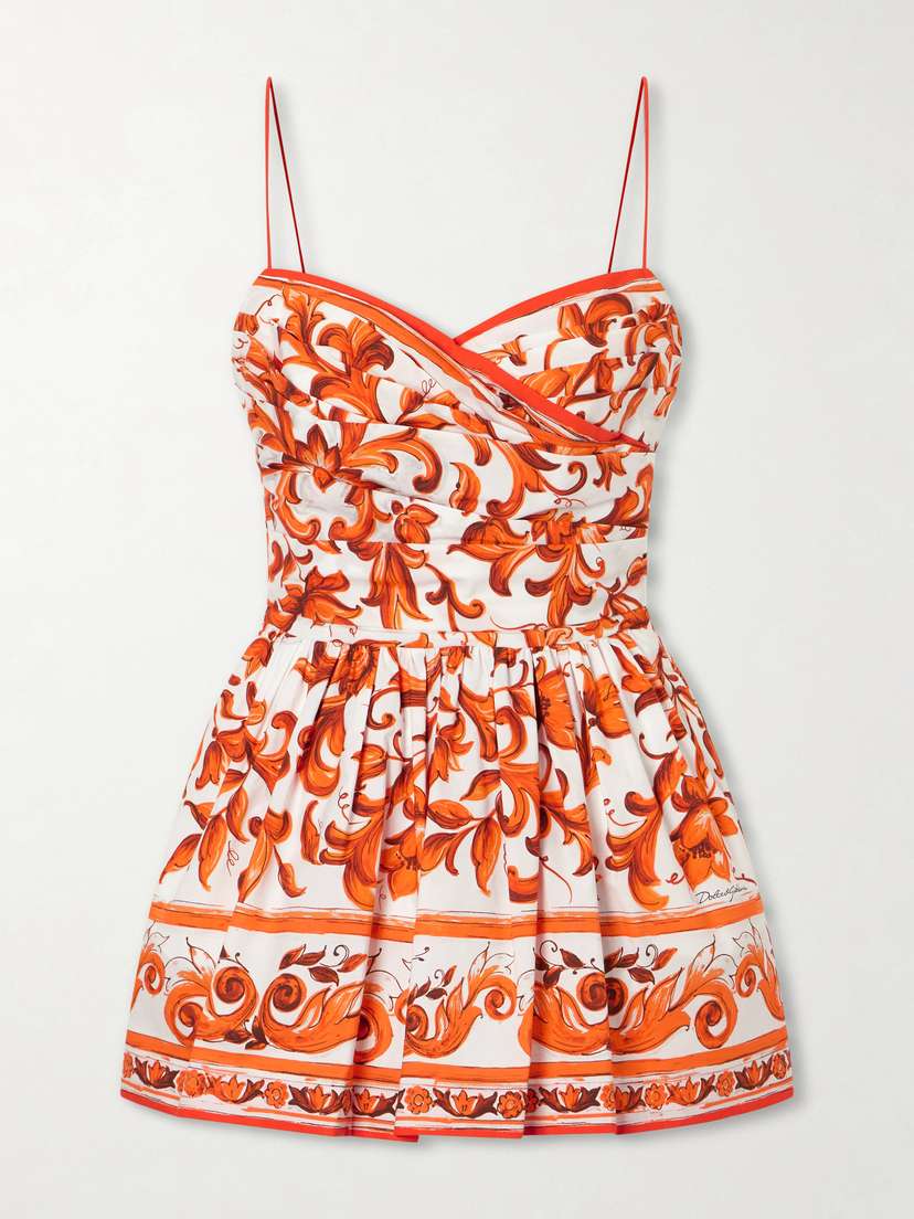Dolce & Gabbana Printed Cotton-poplin Mini Dress