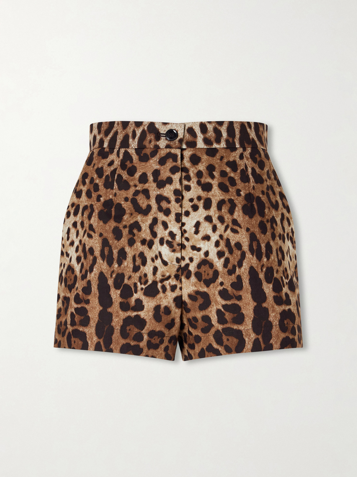 Dolce & Gabbana Leopard-print High-rise Cotton Shorts In Animal Print