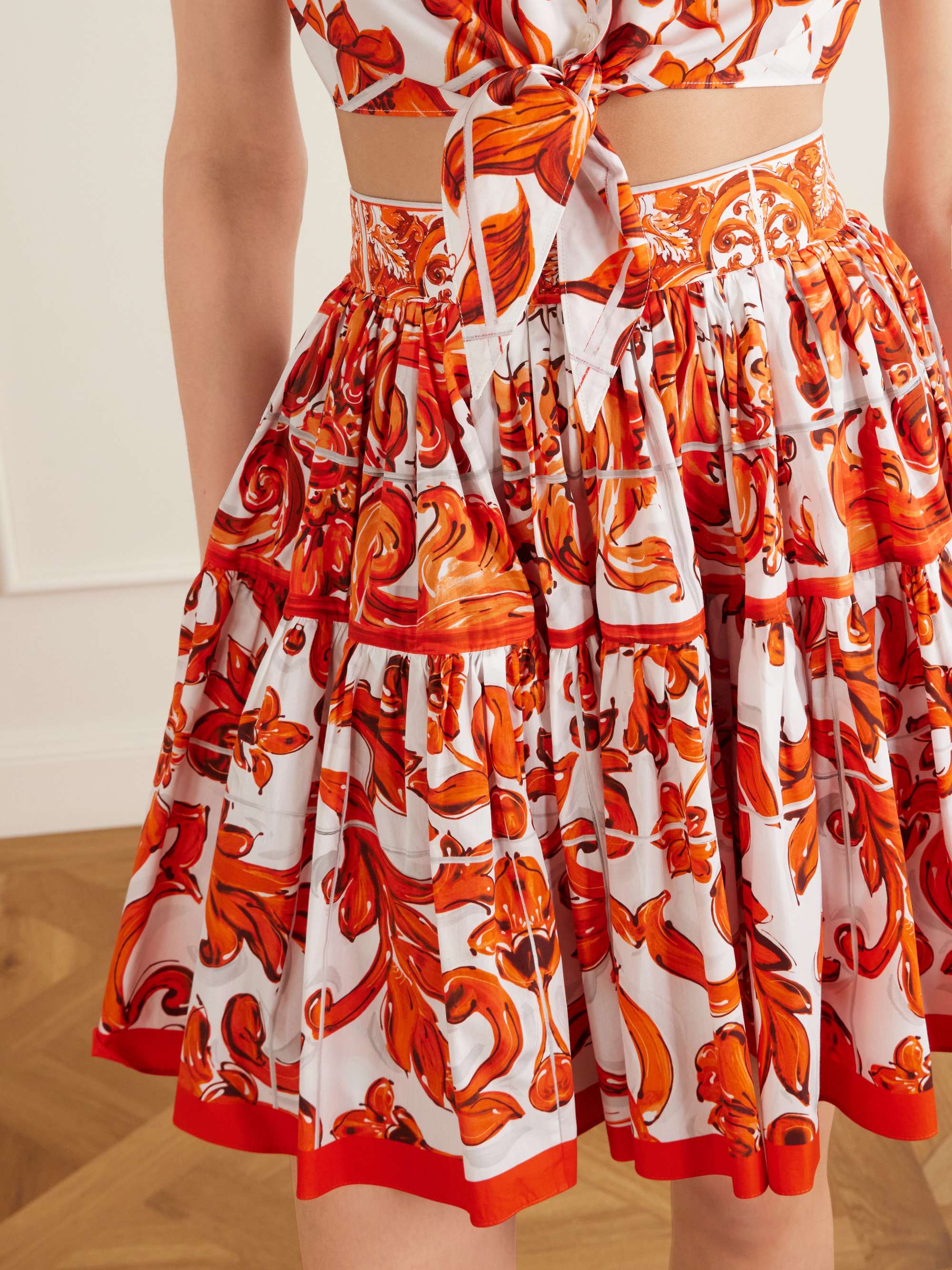 dolce＆gabbanaパニエ　スカート DOLCE&GABBANA Printed cotton-poplin mini skirt | NET-A-PORTER