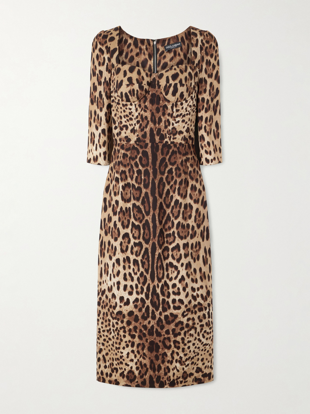 Dolce & Gabbana Leopard-print Stretch-silk Midi Dress In Animal Print
