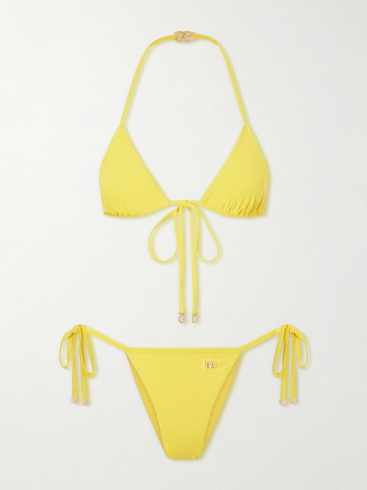 Dolce & Gabbana Logo-embellished Bikini In Yellow