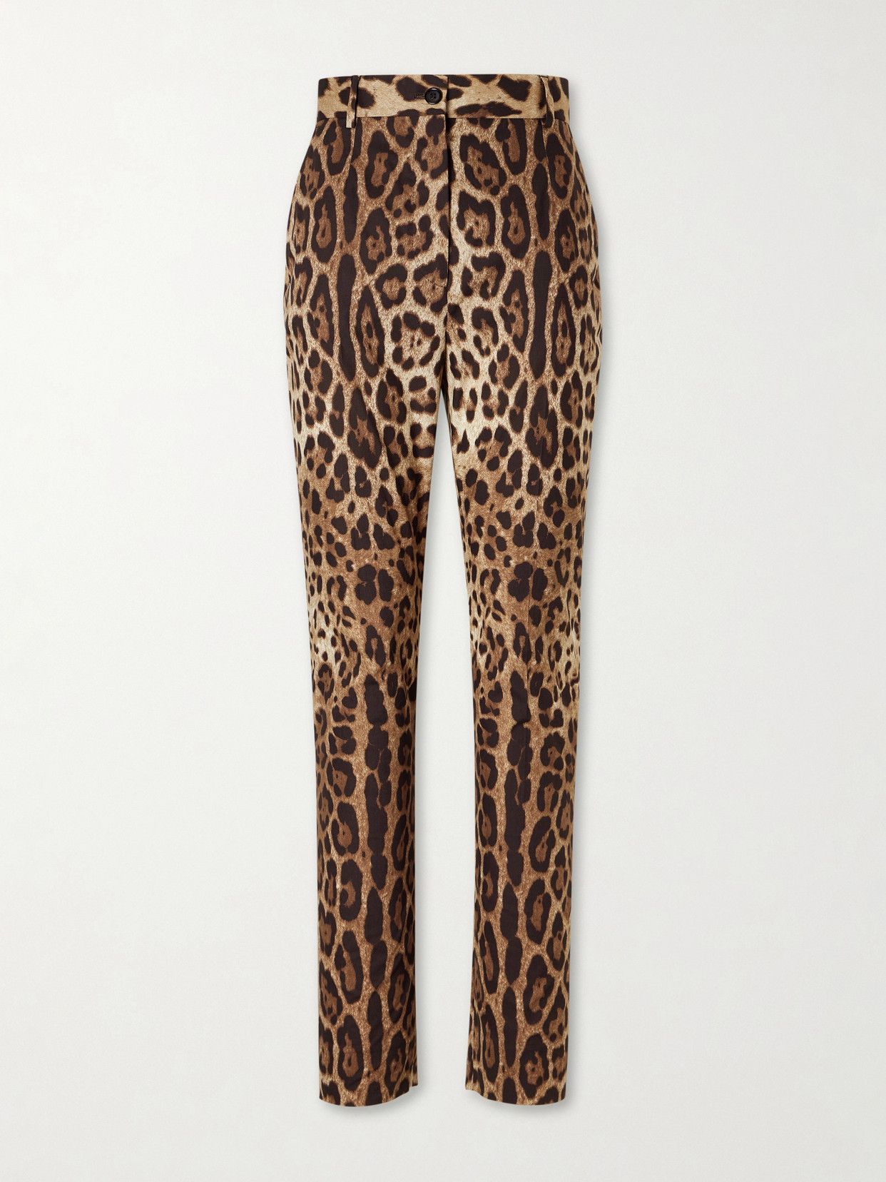Dolce & Gabbana Leopard-print High-rise Cotton Straight-leg Pants In Multi