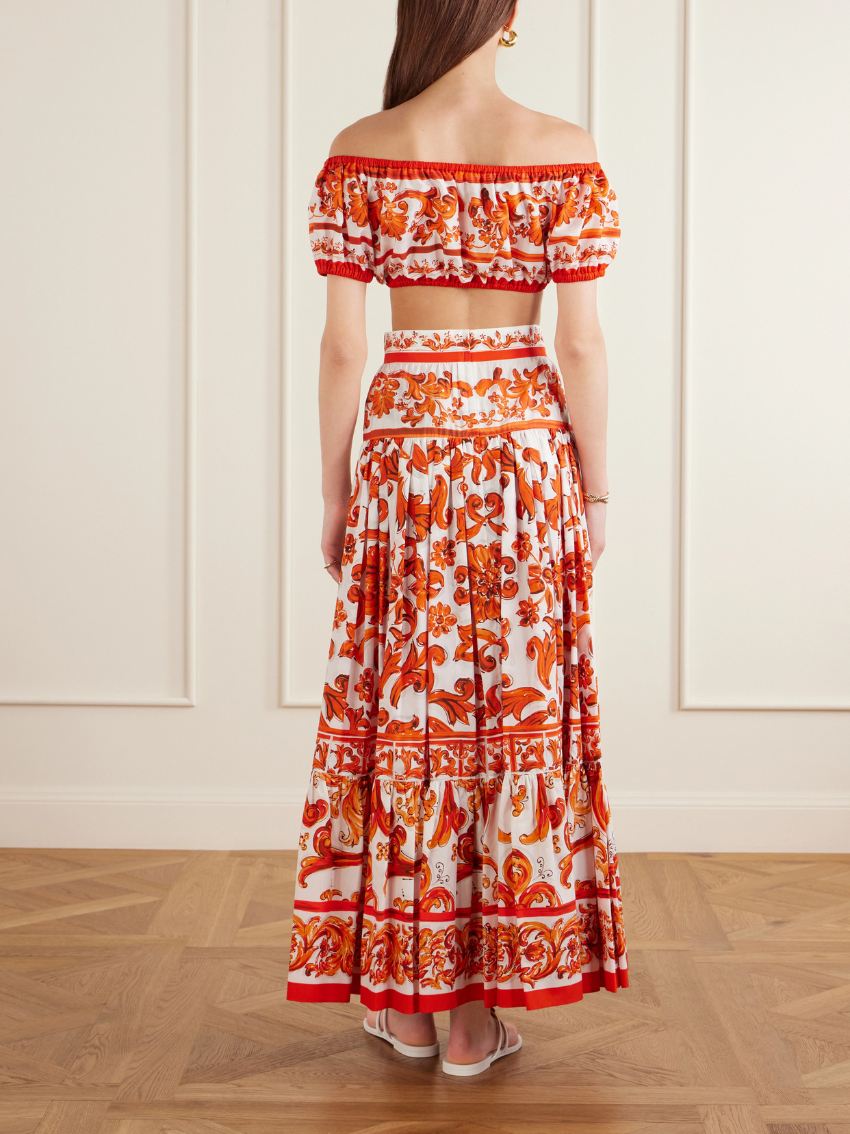 Cropped Printed Cotton-Poplin Top