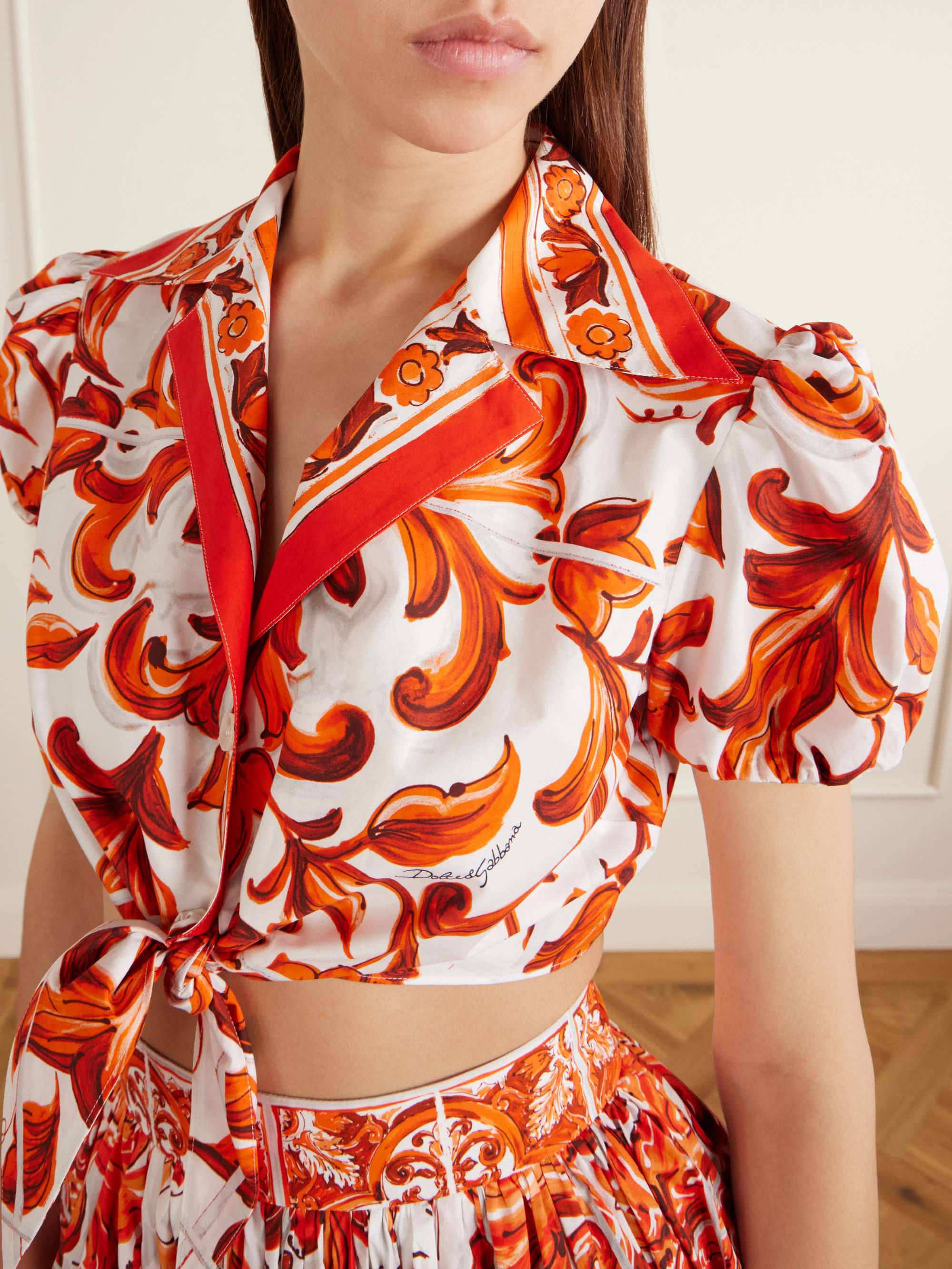 トップス DOLCE &GABBA N A DOLCE&GABBANA Cropped printed cotton-poplin top | NET-A-PORTER