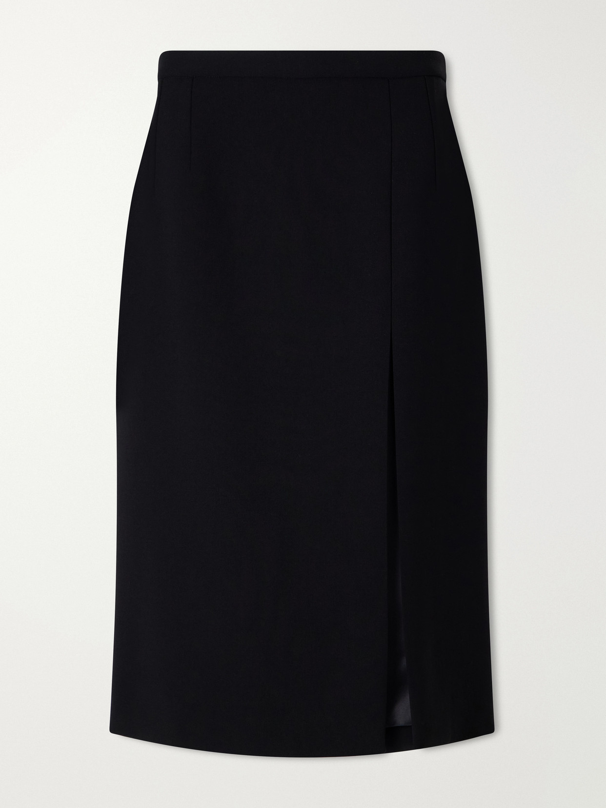 Dolce & Gabbana Front-slit Wool Midi Skirt In Black