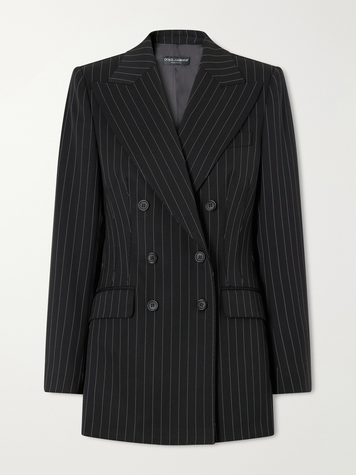 Dolce & Gabbana Pinstripe Wool-blend Blazer In Black