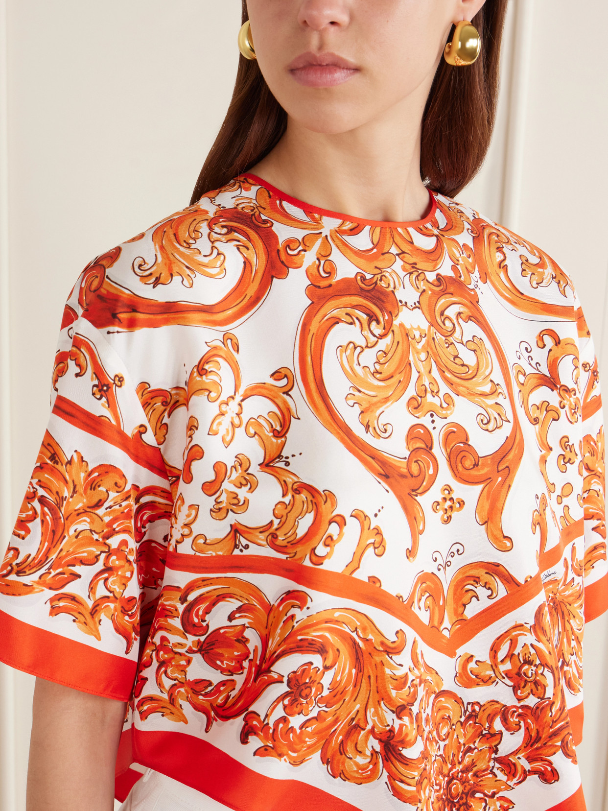 Dolce & Gabbana Printed Silk-twill Blouse In Multi