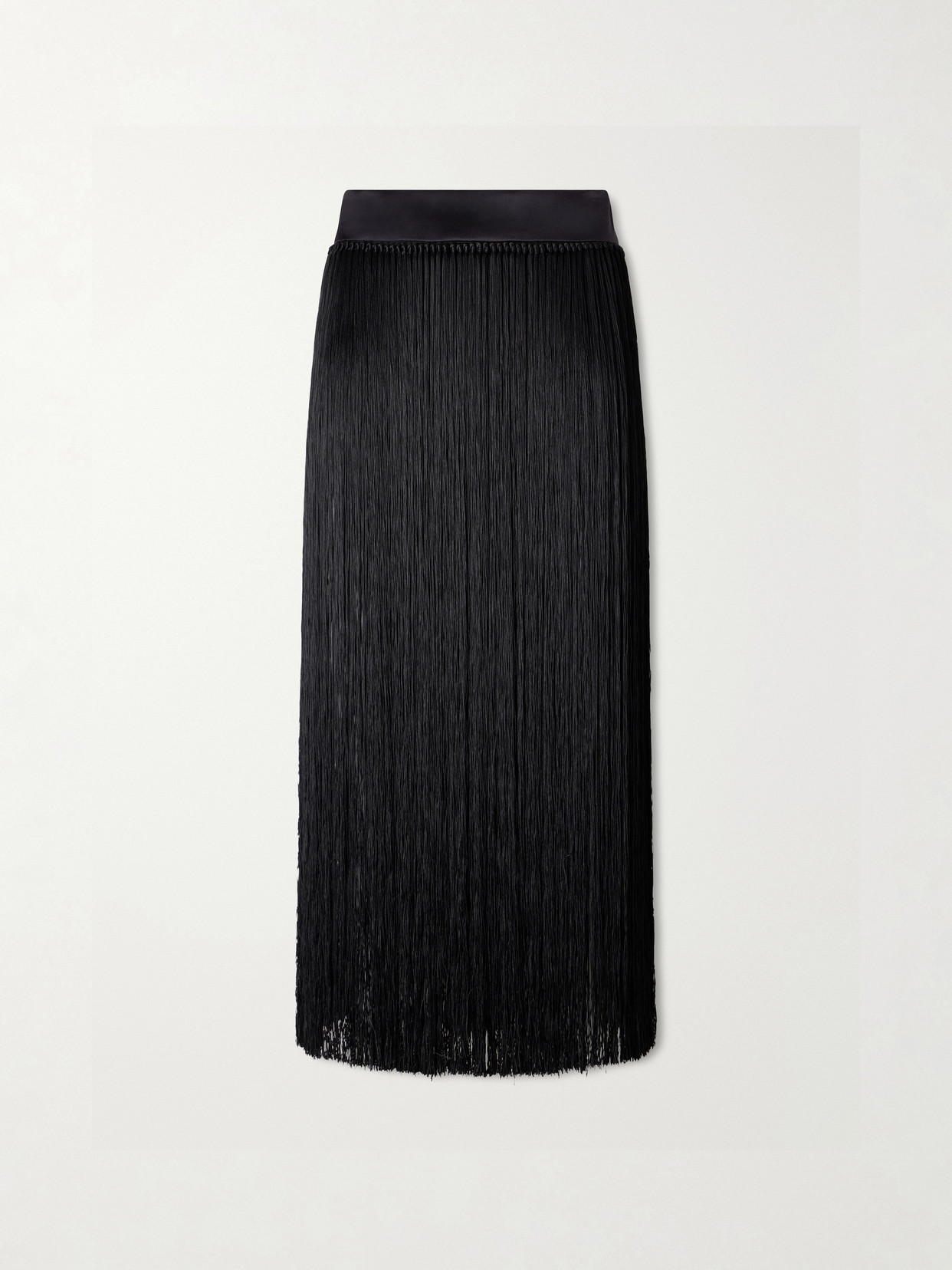 Dolce & Gabbana Fringed Midi Skirt In Black