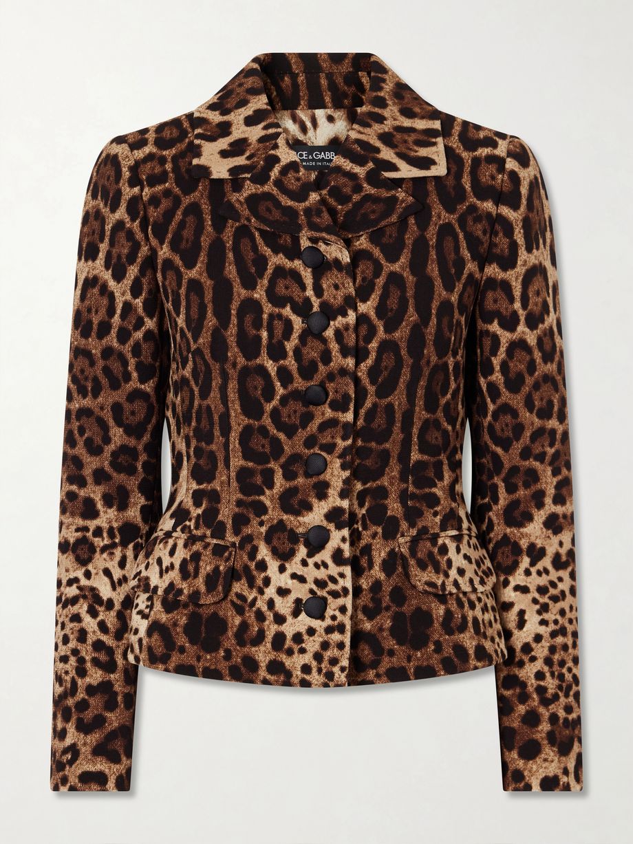 Leopard-print wool blazer