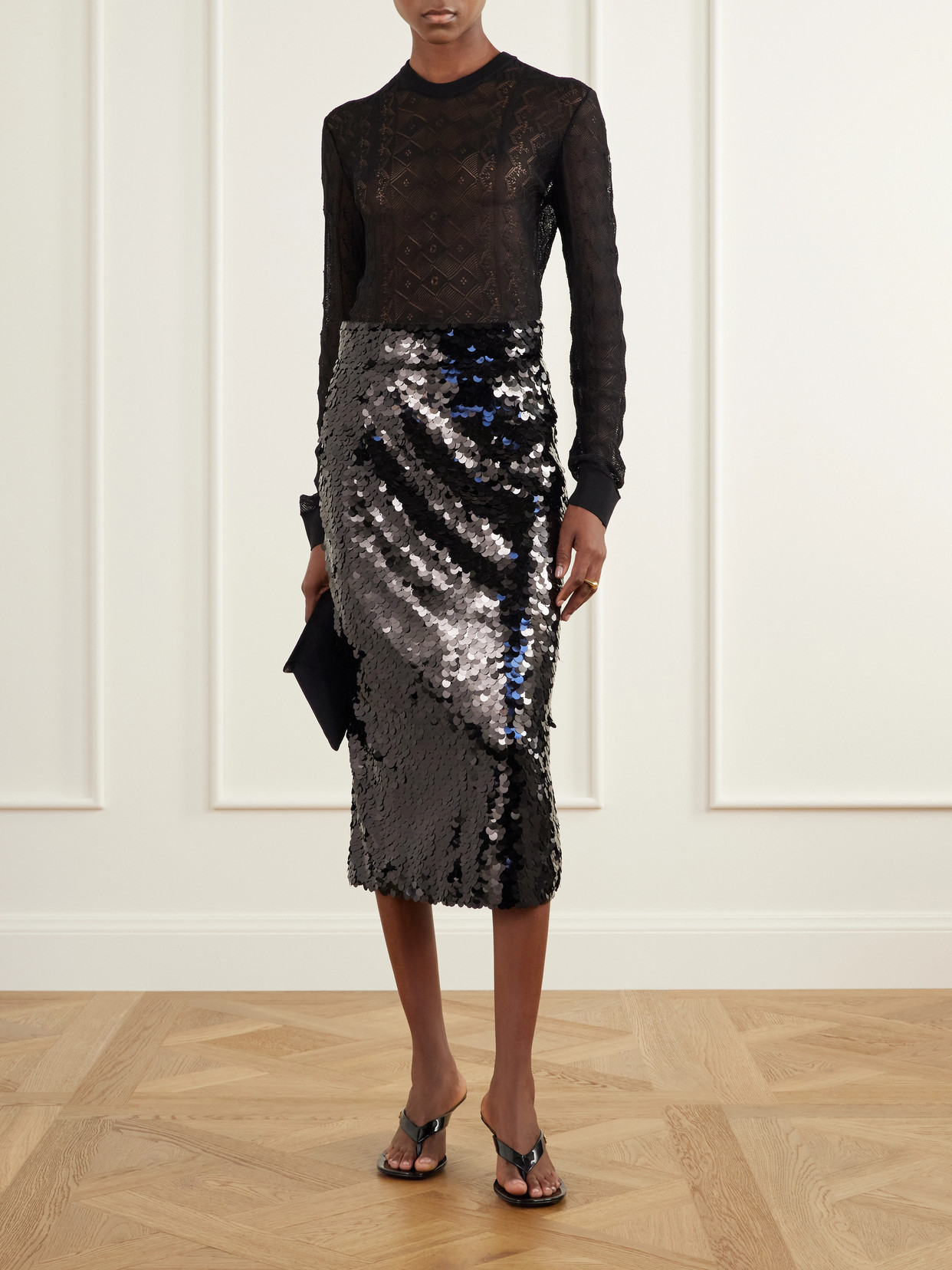 Sequin-Embellished Tulle Midi