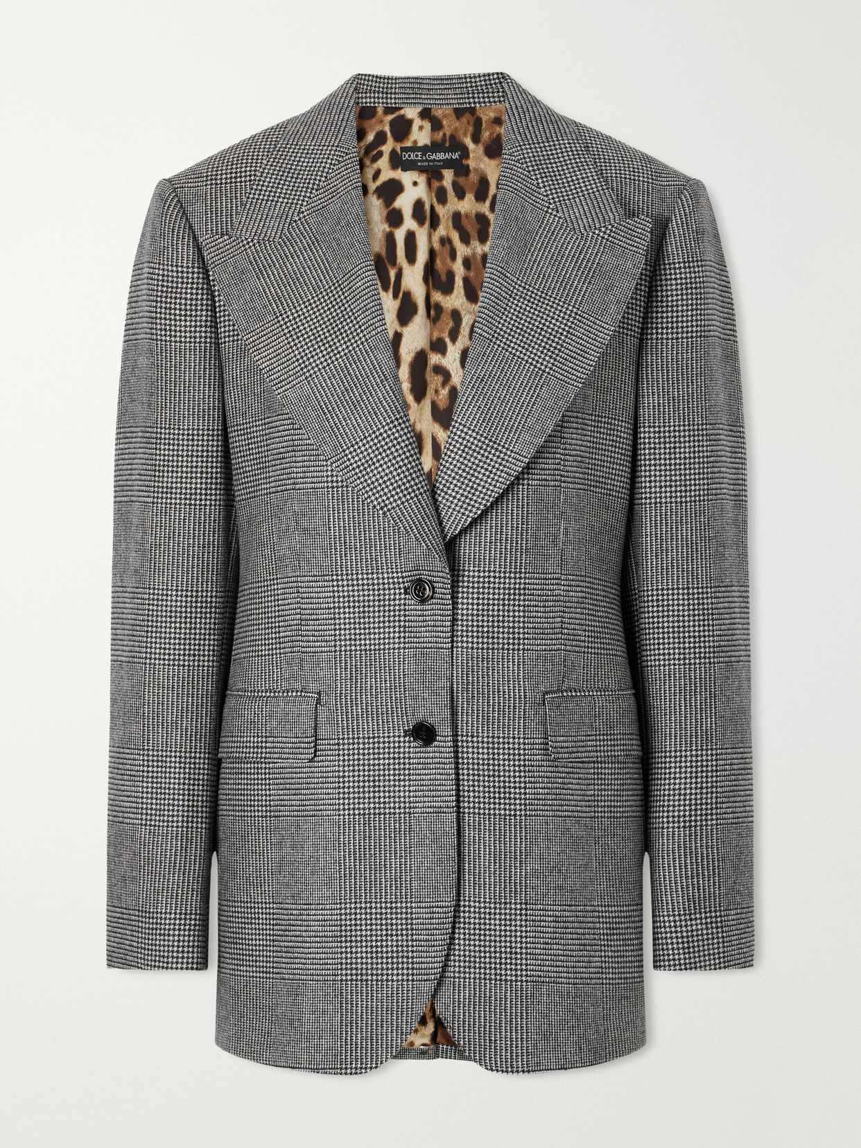 Dolce & Gabbana Prince Of Wales Wool And Cashmere-blend Blazer In Gray