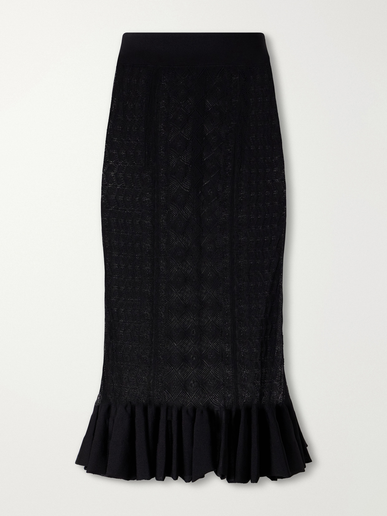 Dolce & Gabbana Ruffled Lace Midi Skirt In Black
