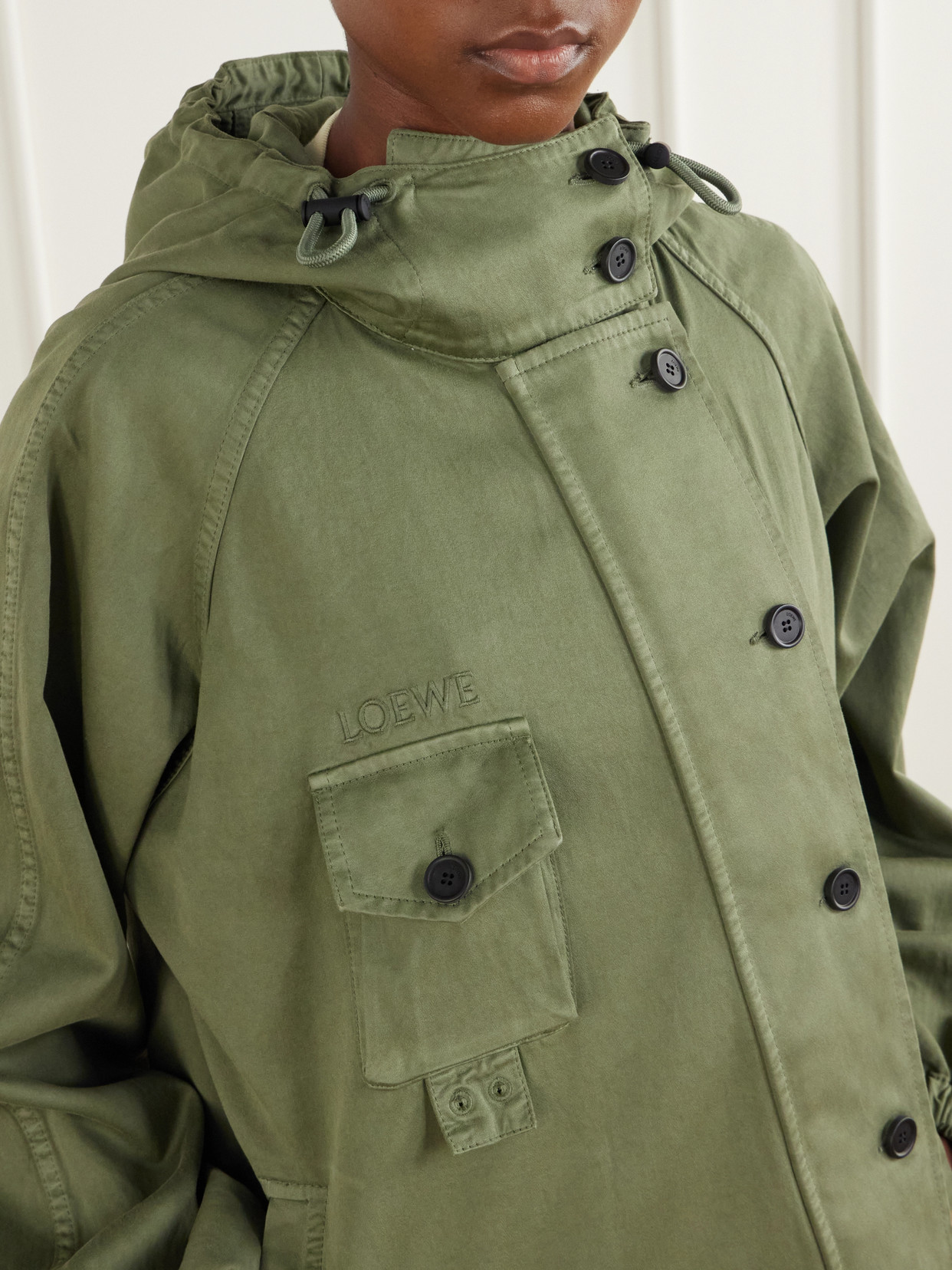 Logo-Embroidered Cotton-Canvas Hooded Parka