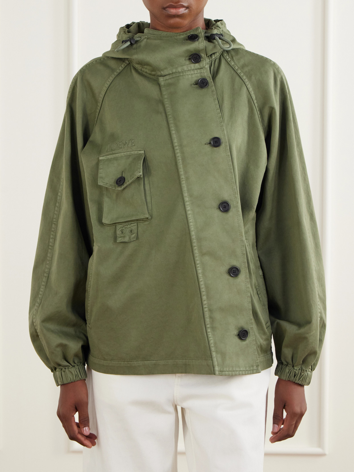 Logo-Embroidered Cotton-Canvas Hooded Parka