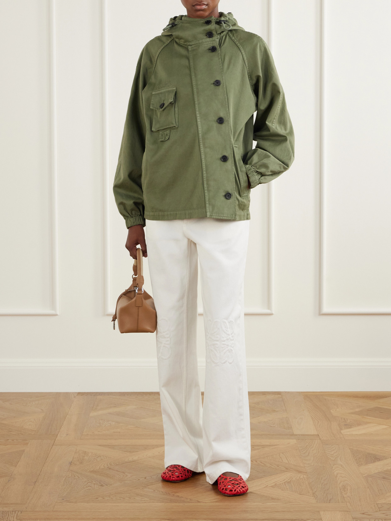 Logo-Embroidered Cotton-Canvas Hooded Parka
