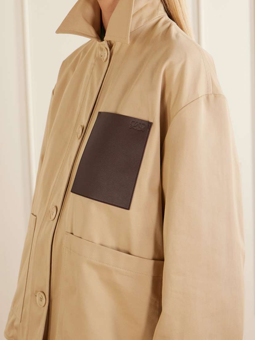 Loewe Anagram-embossed Leather-trimmed Cotton-gabardine Jacket | Thumbnail 5