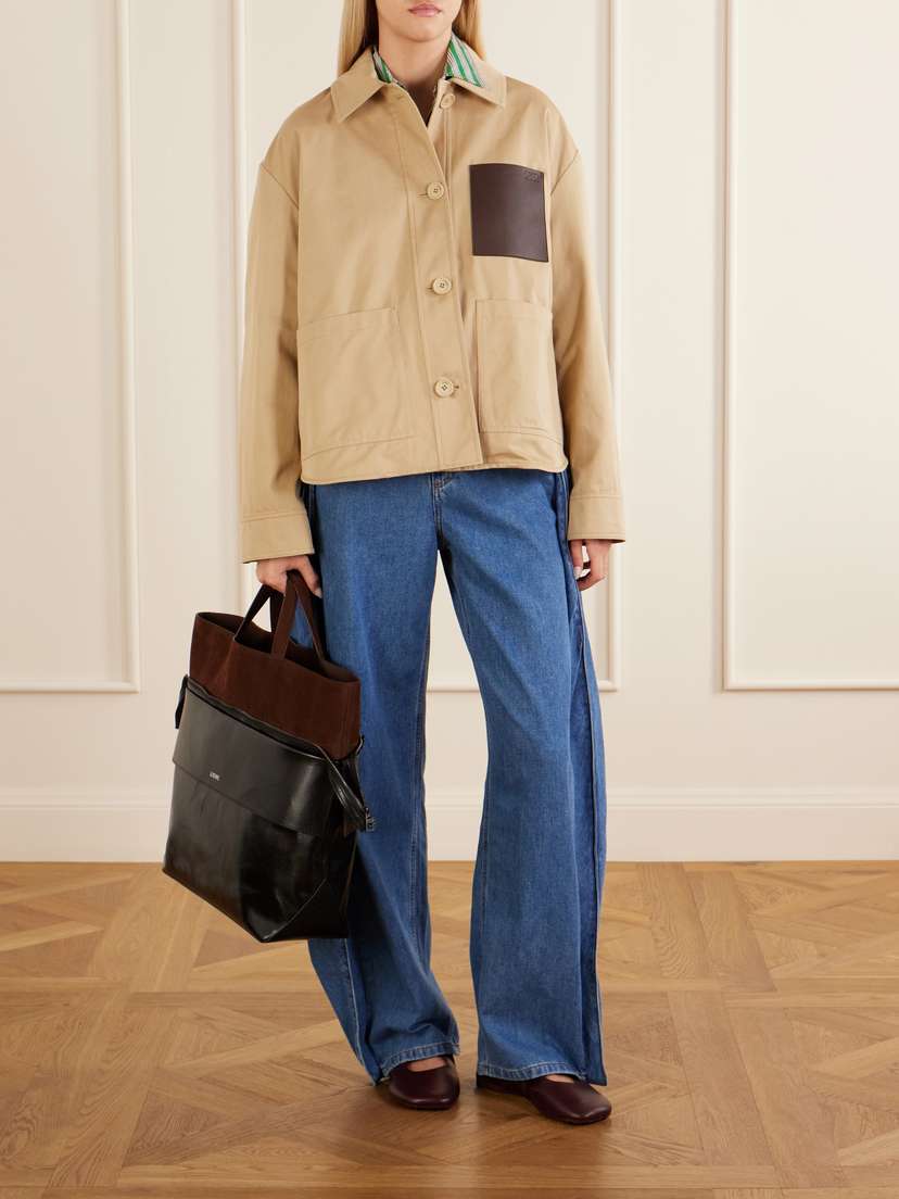 Loewe Anagram-embossed Leather-trimmed Cotton-gabardine Jacket | Thumbnail 2