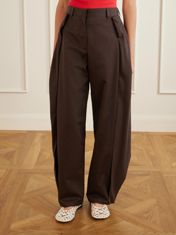 Loewe Tiered cotton and silk-blend gabardine wide-leg pants