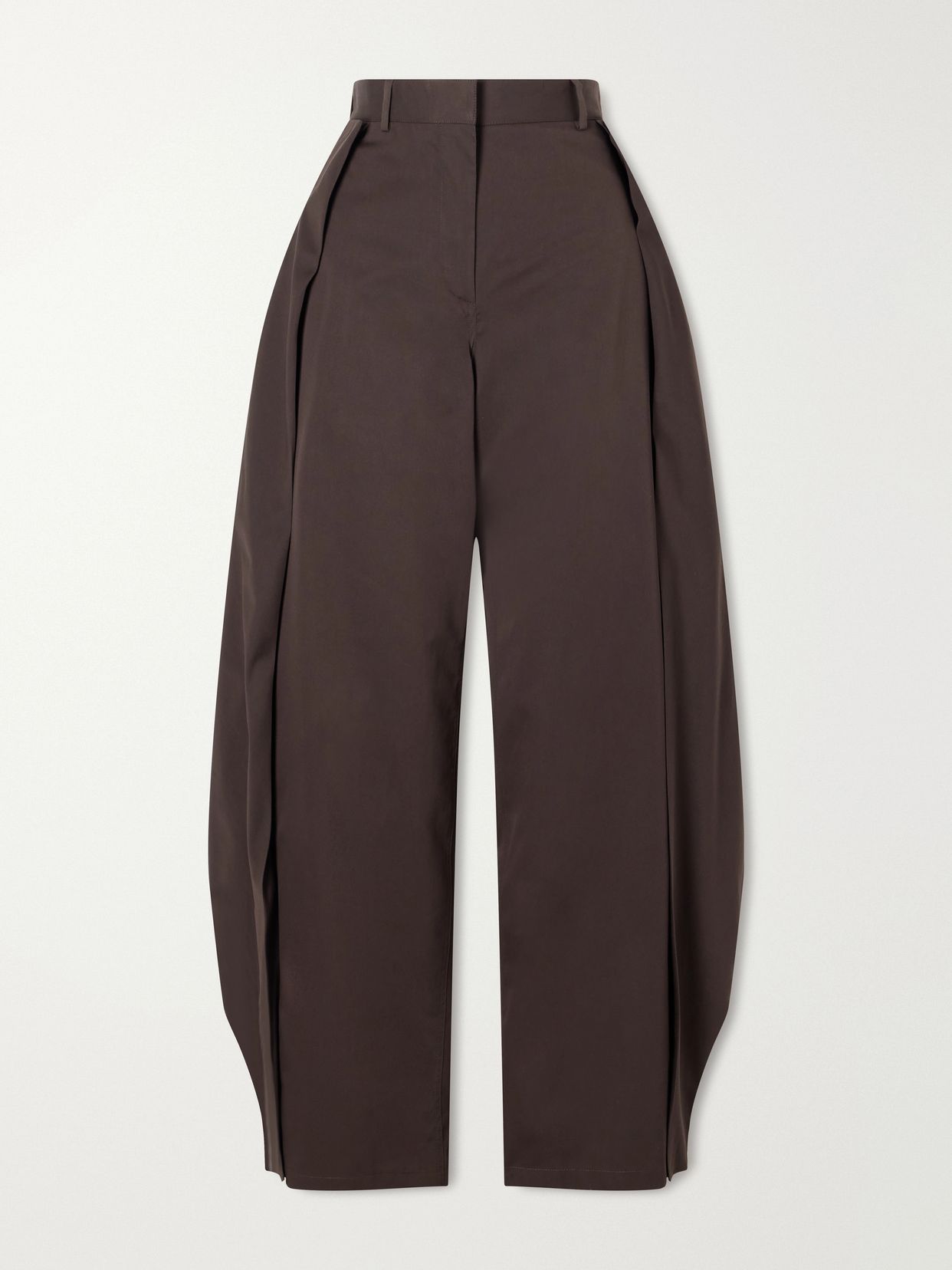 tiered cotton and silk blend gabardine wide leg pants