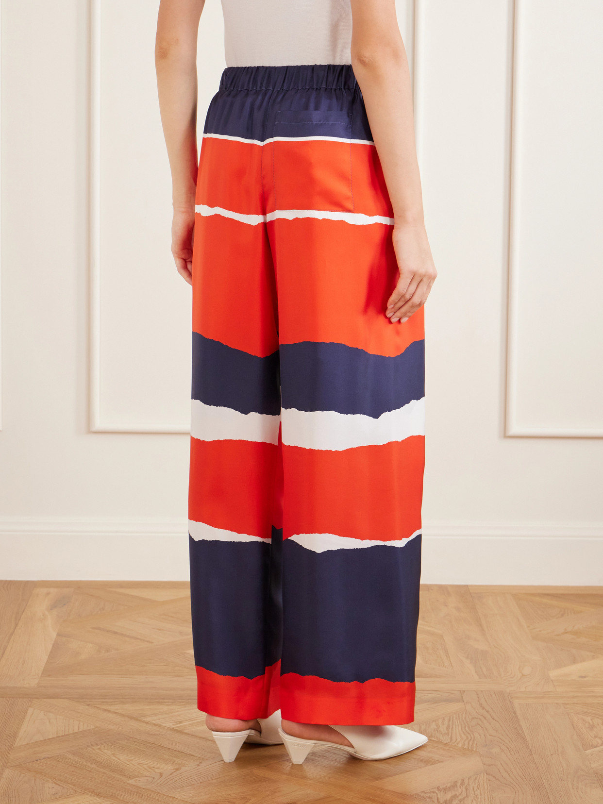 Loewe Printed Silk Twill Wide-leg Pants In Multi