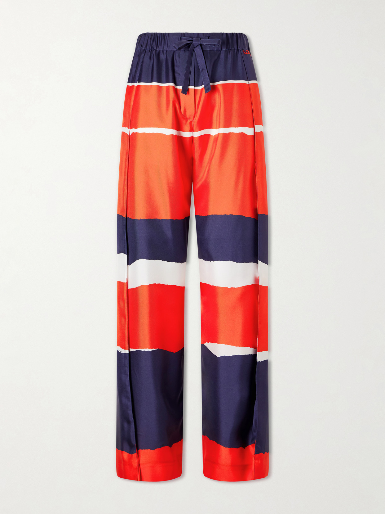 Loewe Printed Silk-twill Wide-leg Pants In Red